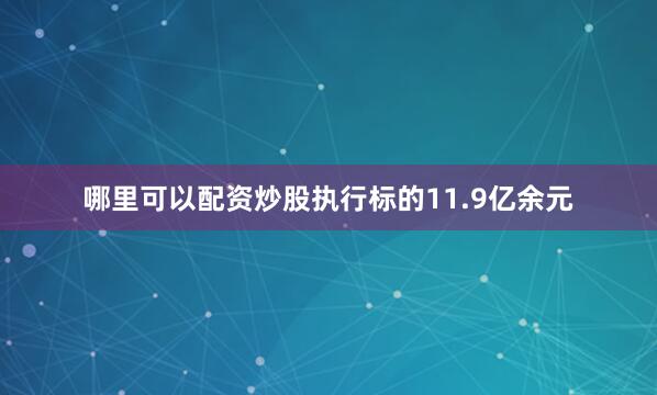 哪里可以配资炒股执行标的11.9亿余元